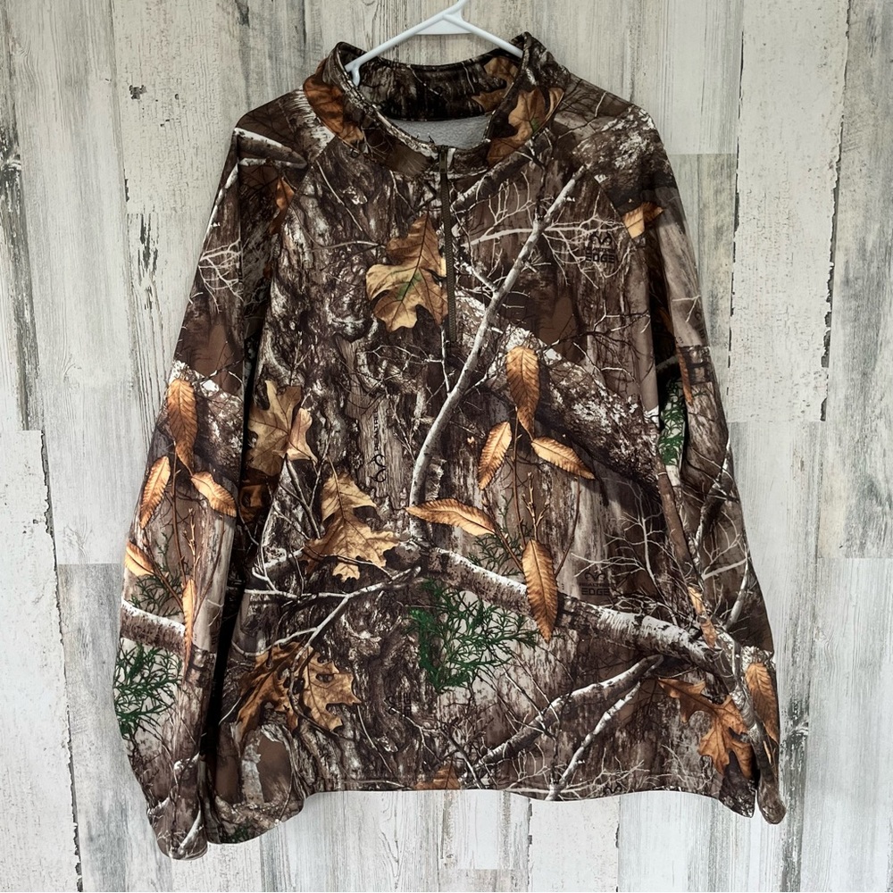 Realtree Edge Camo Men’s 100% Polyester 1/4 Zip Pullover Size 2XL